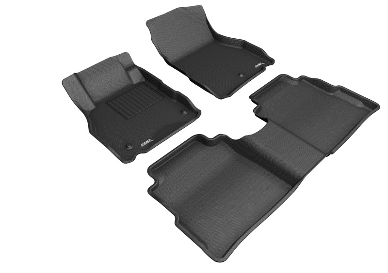 Nissan Kicks Play Floor Mat Set - Front + Rear - 3D MAXpider - Kagu Series, 3 pc., Carbon Fiber Embossed Pattern - Black - `18-`25